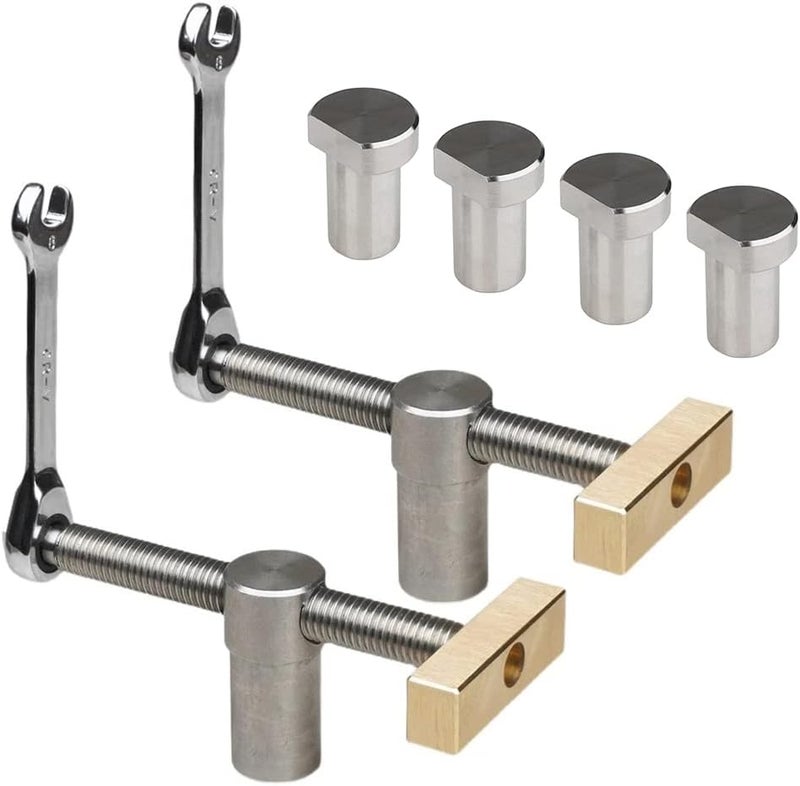 Tocool Bench Dog Clamp 3/4 Inch Dog Hole Clamp with Stainless Steel Bench Dogs for Woodworking MFT Table Workbench (2 Pack) - Image 1